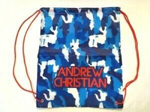 Andrew Christian Camouflage Drawstring Backpack Blue